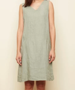 Charlie B Sleeveless Linen Dress - Celadon