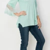 Origami Mint 3/4 Sleeve With Lace Apparel
