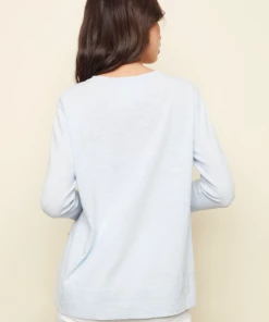 Apparel Charlie B Cotton Knit Sweater With Hearts - Cerulean