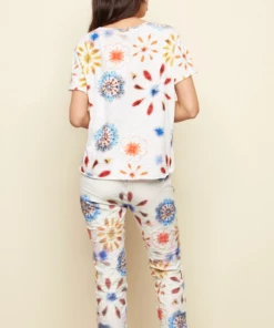 Apparel Charlie B Crinkle Flower Bengaline Joggers - Multicolor