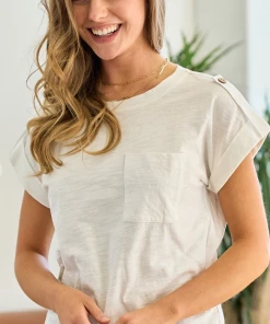 Doe & Rae Apparel Curvy Go To Top - Off-White