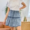 Doe & Rae Denim Ruffle Skirt Apparel