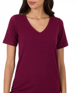 Zenana Tops Basic V-Neck - Burgundy (S-3X)