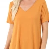 Zenana Basic V-Neck - Mustard (S-3X) 1 Zenana Basic V-Neck - Mustard (S-3X)