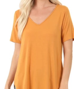 Zenana Basic V-Neck - Mustard (S-3X)