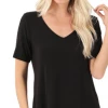 Zenana Tops Basic V-Neck - Black (S-3X)