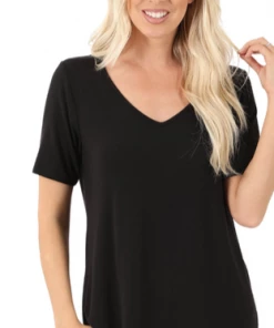 Zenana Tops Basic V-Neck - Black (S-3X)