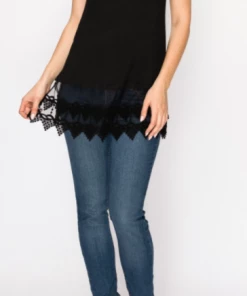 Origami Black Tank With Lace Apparel