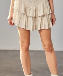 Mustard Seed Ruffle Skort - Light Beige Apparel