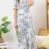 Blu Pepper Apparel Delilah Midi Dress - Blue Floral