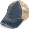 Aili's Corner Apparel Criss Cross Ponytail Hat - Navy