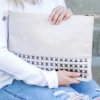 Aili's Corner Erin Studded Clutch - Bone Apparel