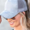 Aili's Corner Camo Ponytail Hat - Grey