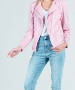 Clara Sun Woo Pink Liquid Leather Jacket