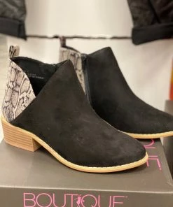 Shoes Corky Port Bootie - Black Suede Snakeskin