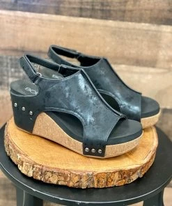 Corky Carley - Black Metallic Wedge Shoes