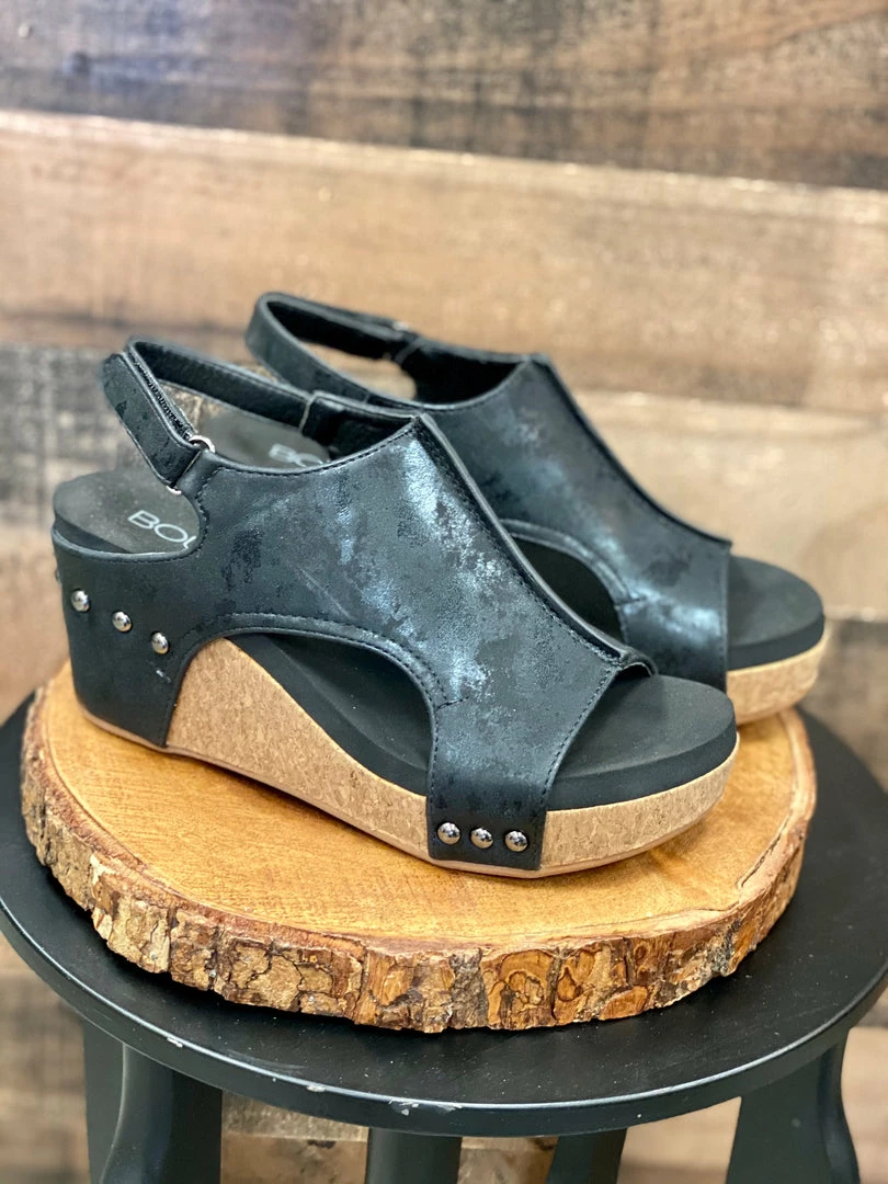 Corky Carley - Black Metallic Wedge Shoes 3 Corky Carley - Black Metallic Wedge Shoes