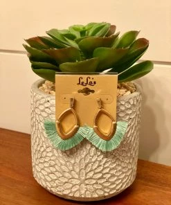 LeLa's Boutique Teal Fan Earrings