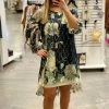 Origami Apparel Green Floral Lace Tunic Dress