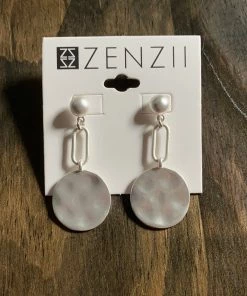 Jewelry Zenzii Paperclip Link With Circle Drop Earrings - Matte Silver