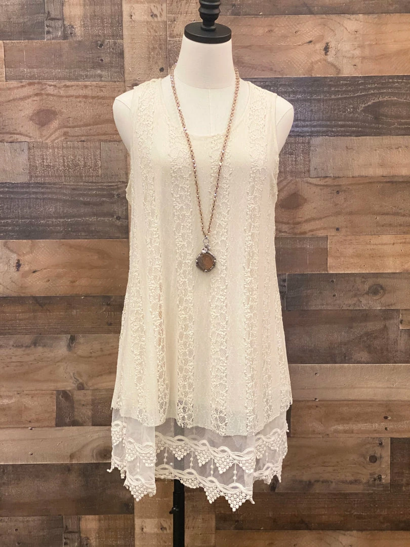 Origami Tops All Lace Tunic - Beige 3 Origami Tops All Lace Tunic - Beige