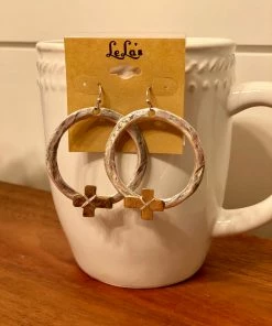LeLa's Boutique Two Tone Cross Earrings Jewelry