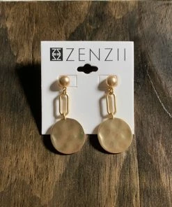 Jewelry Zenzii Paperclip Link With Circle Drop Earrings - Matte Gold