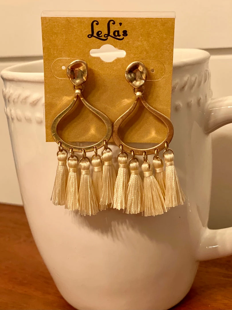 LeLa's Boutique Jewelry Ivory Tassel Earrings 3 LeLa's Boutique Jewelry Ivory Tassel Earrings
