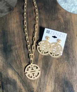 Zenzii Medallion Drop Earrings - Matte Gold Jewelry