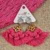 Southern Charm Jewelry SC Crystal Druzy With Leopard Triangle & Hot Pink Macrame