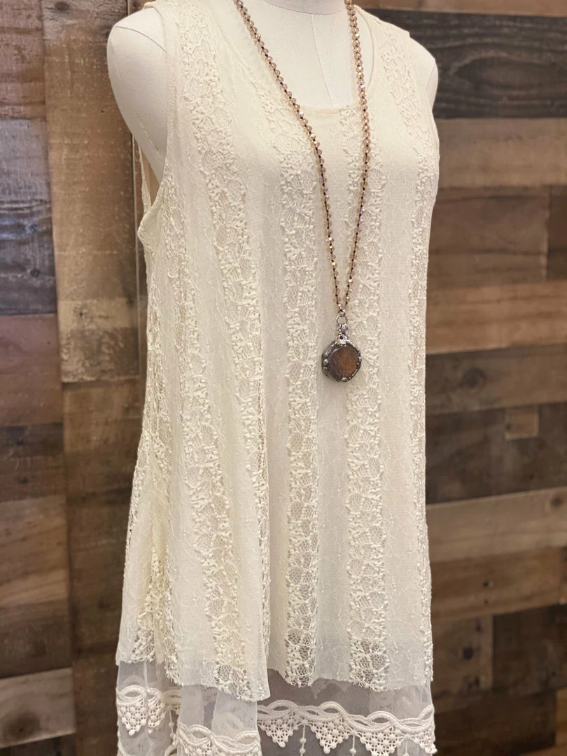 Origami Tops All Lace Tunic - Beige 4 Origami Tops All Lace Tunic - Beige