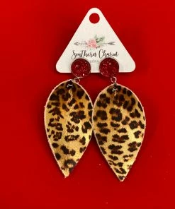 Southern Charm Jewelry SC Leather Leopard Teardrop Earrings